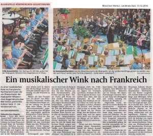 Münchner Merkur, 13.12.2016, "Ein musikalischer Wink nach Frankreich"